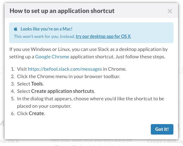 setup an application shortcut